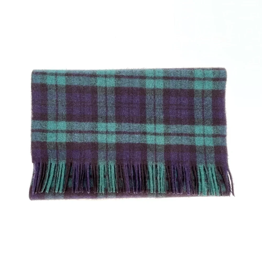 Vintage Pendleton Black Watch Tartan Plaid Wool Men’s Scarf Fringed Vtg EUC